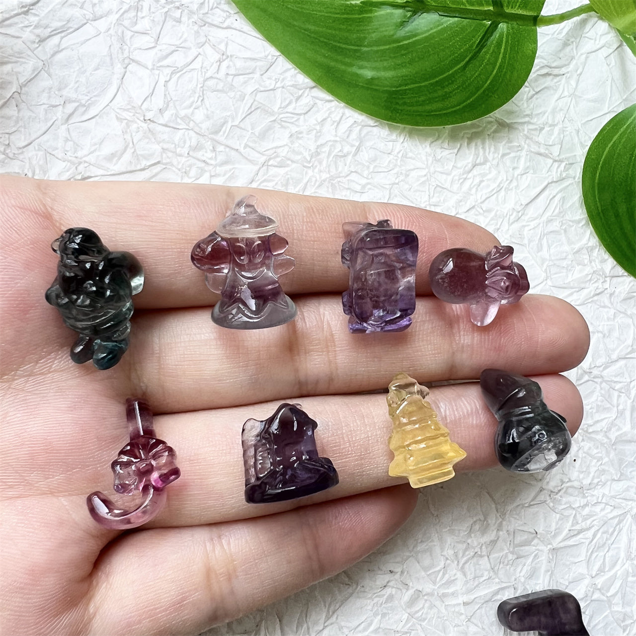 Mini Animal Christmas Series Fluorite Carvings