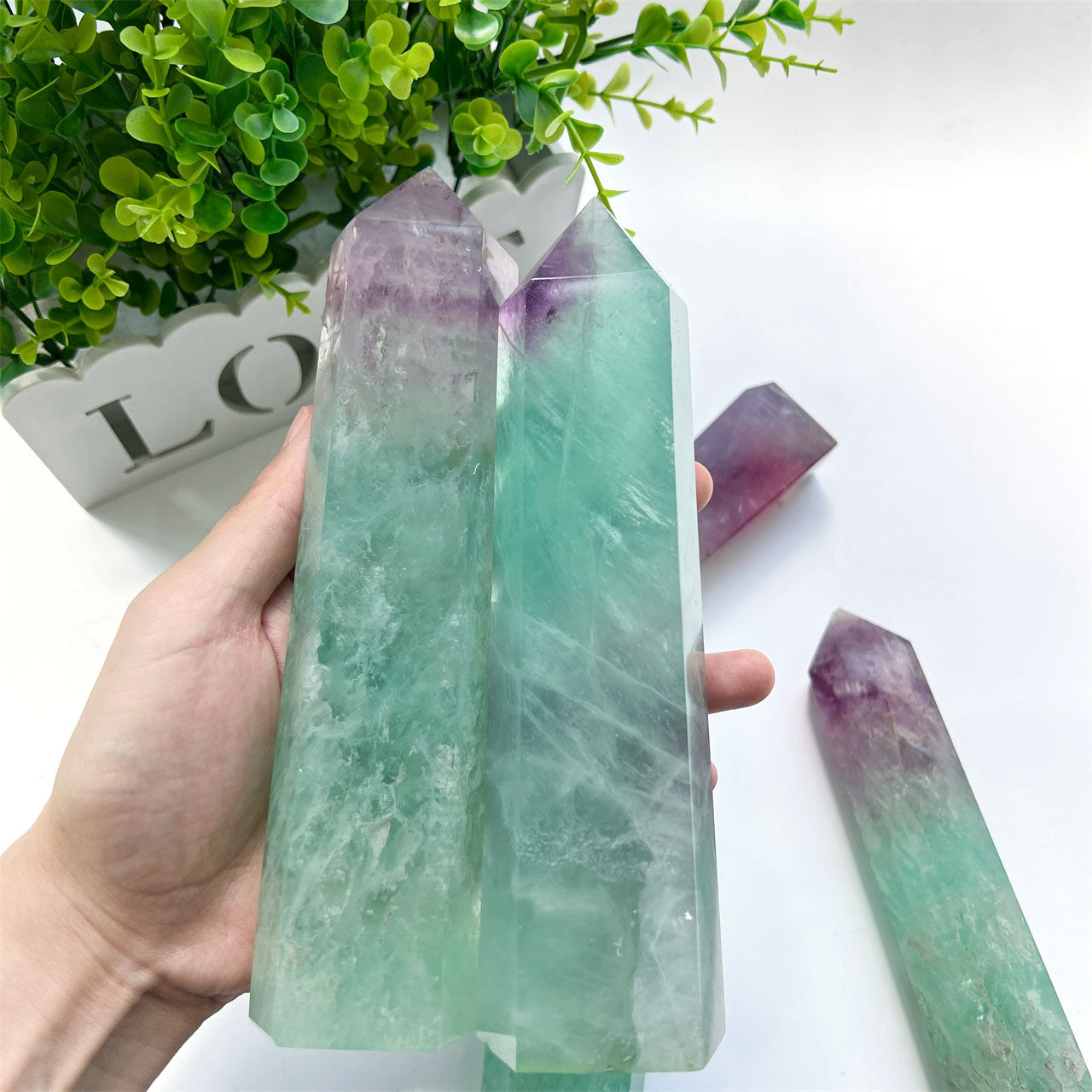 Watermelon Fluorite Long Towers