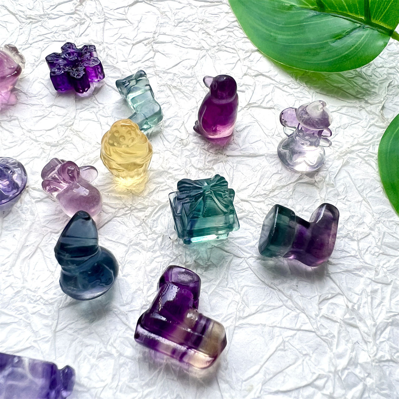 Mini Animal Christmas Series Fluorite Carvings