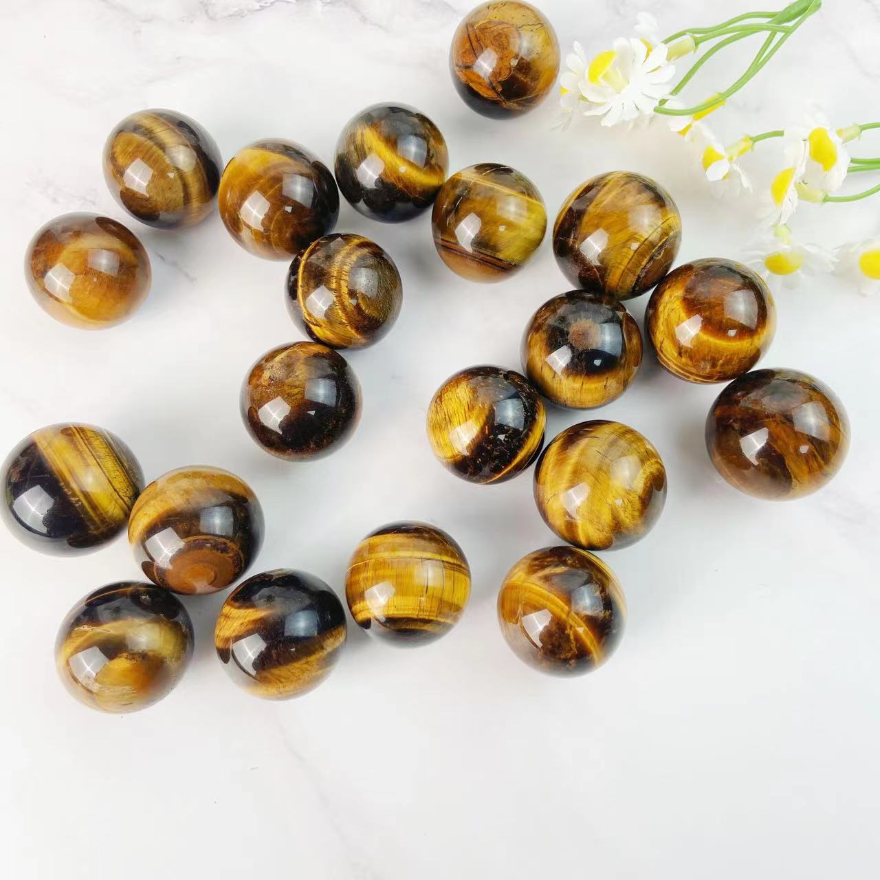 Yellow Tiger Eye Stone Mini Spheres