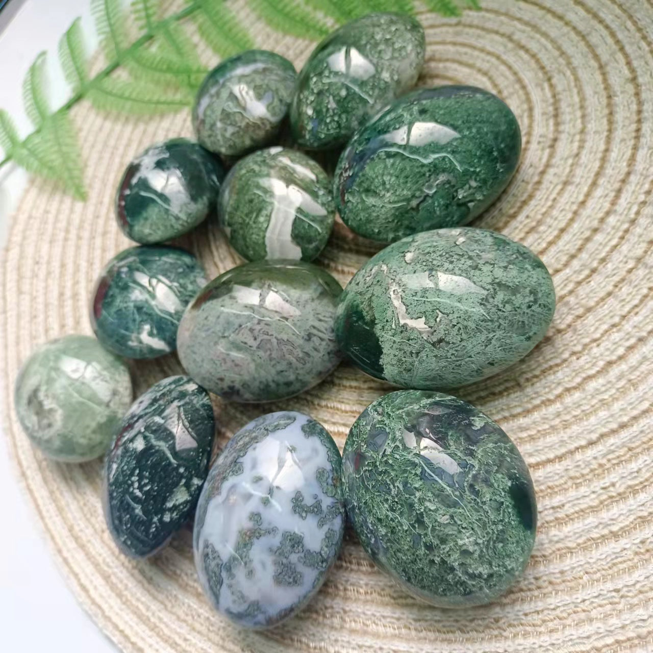 Moss Agate Palm Stones