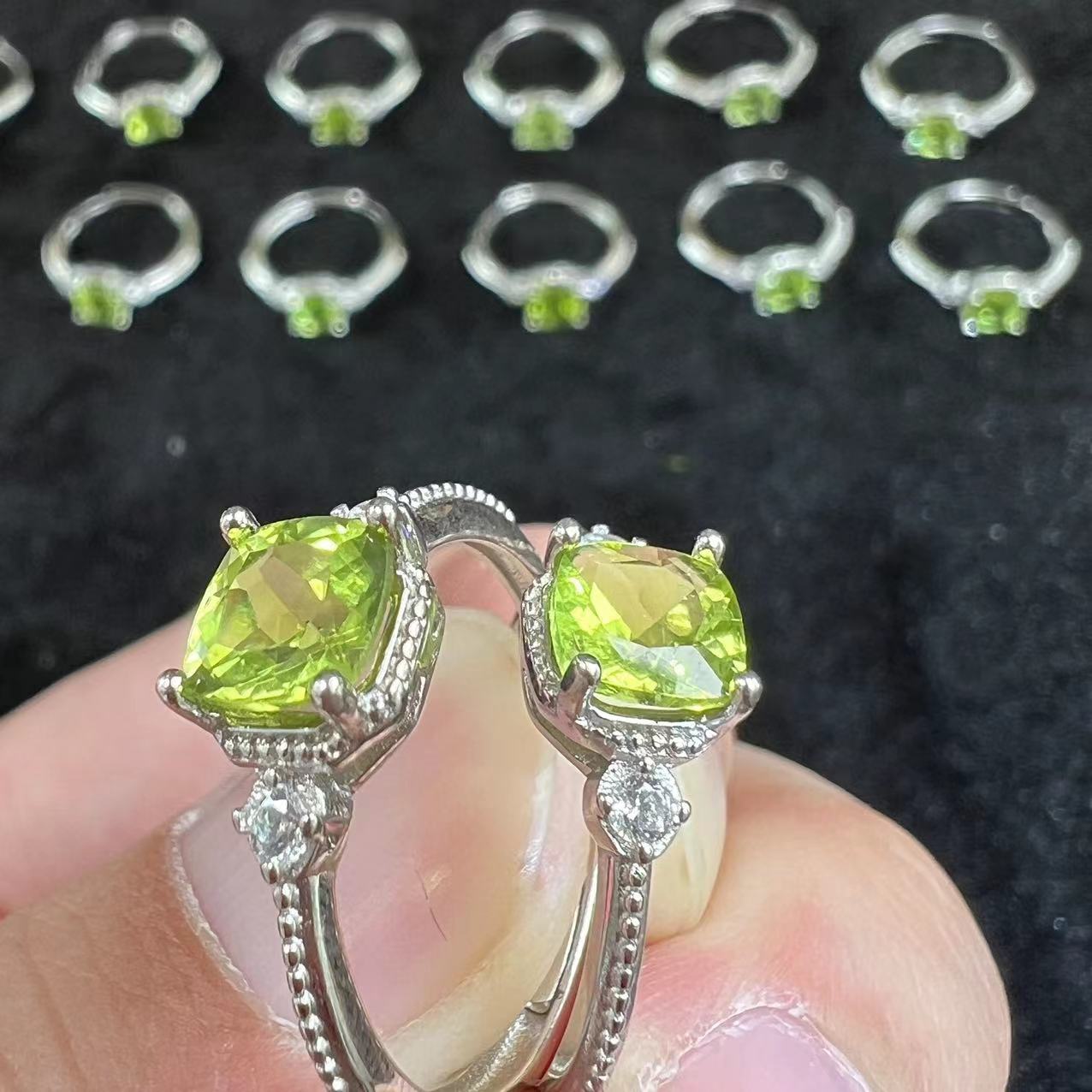 925 Silver Peridot Rings