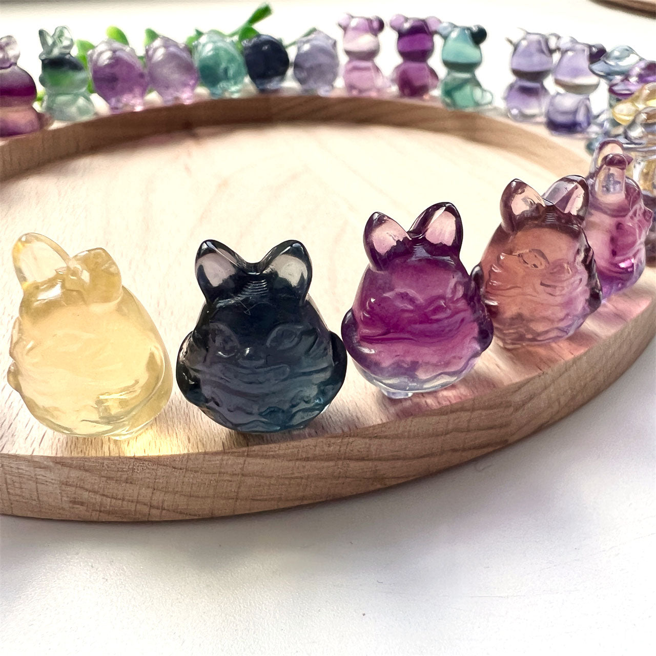 1.5 cm Colorful Mini Fluorite Totoro Bear Animal Carvings