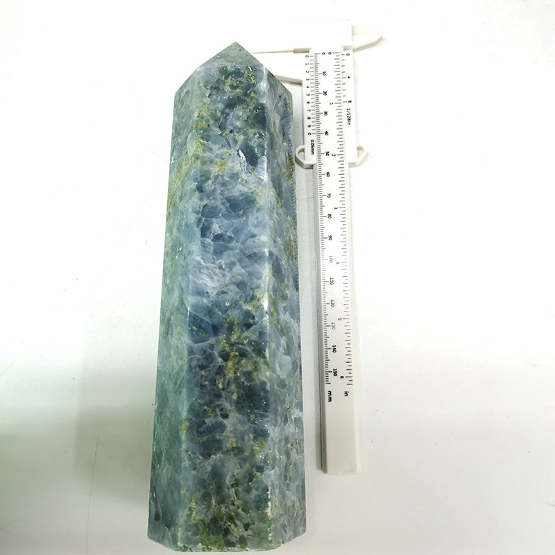 Blue Calcite Peridot Towers