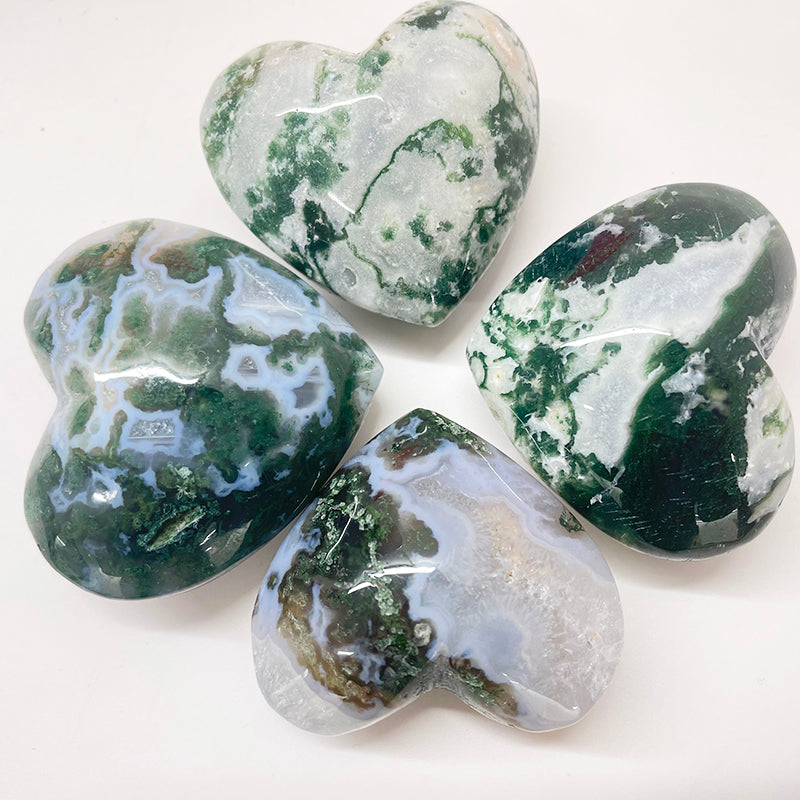 Moss Agate Druzy Geode Hearts