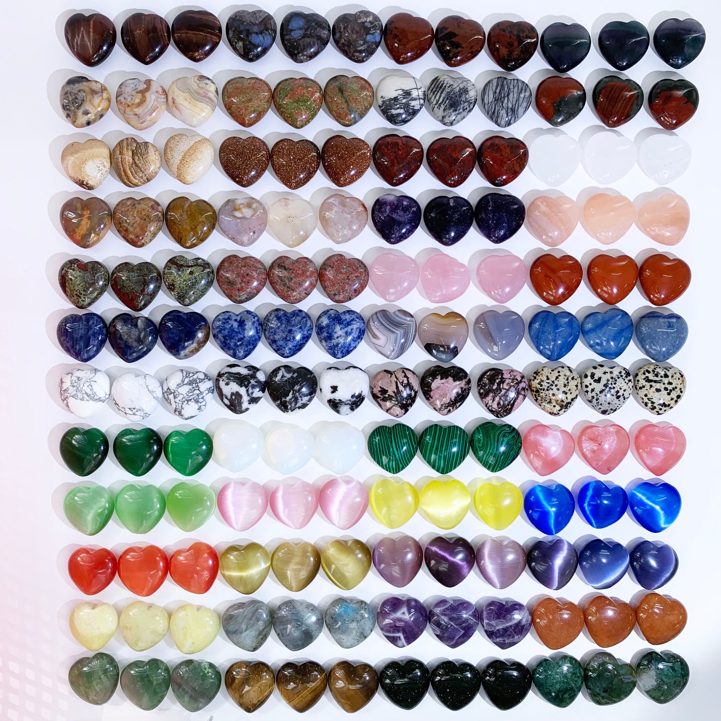 3cm Mini Gemstone Crystal Hearts