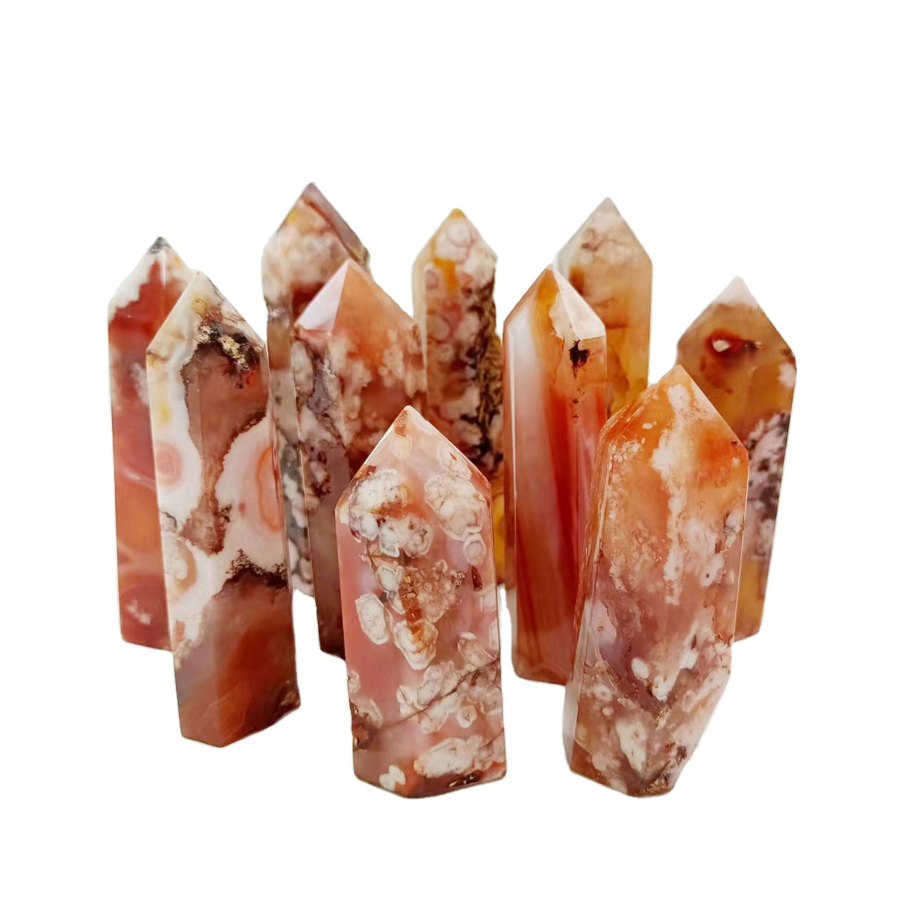 Red Flower Agate Point Wands