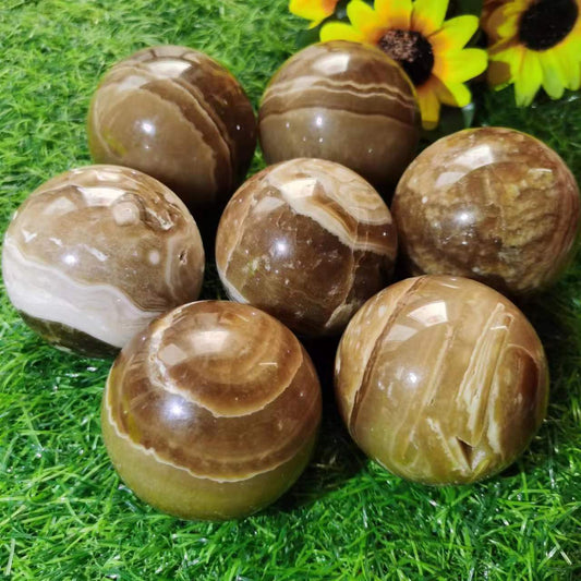 Amber Flower Agate Spheres