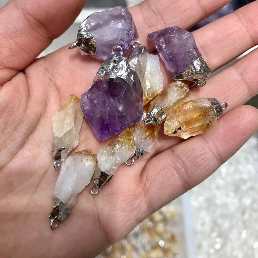 Amethyst Yellow Fluorite Rough Pendants