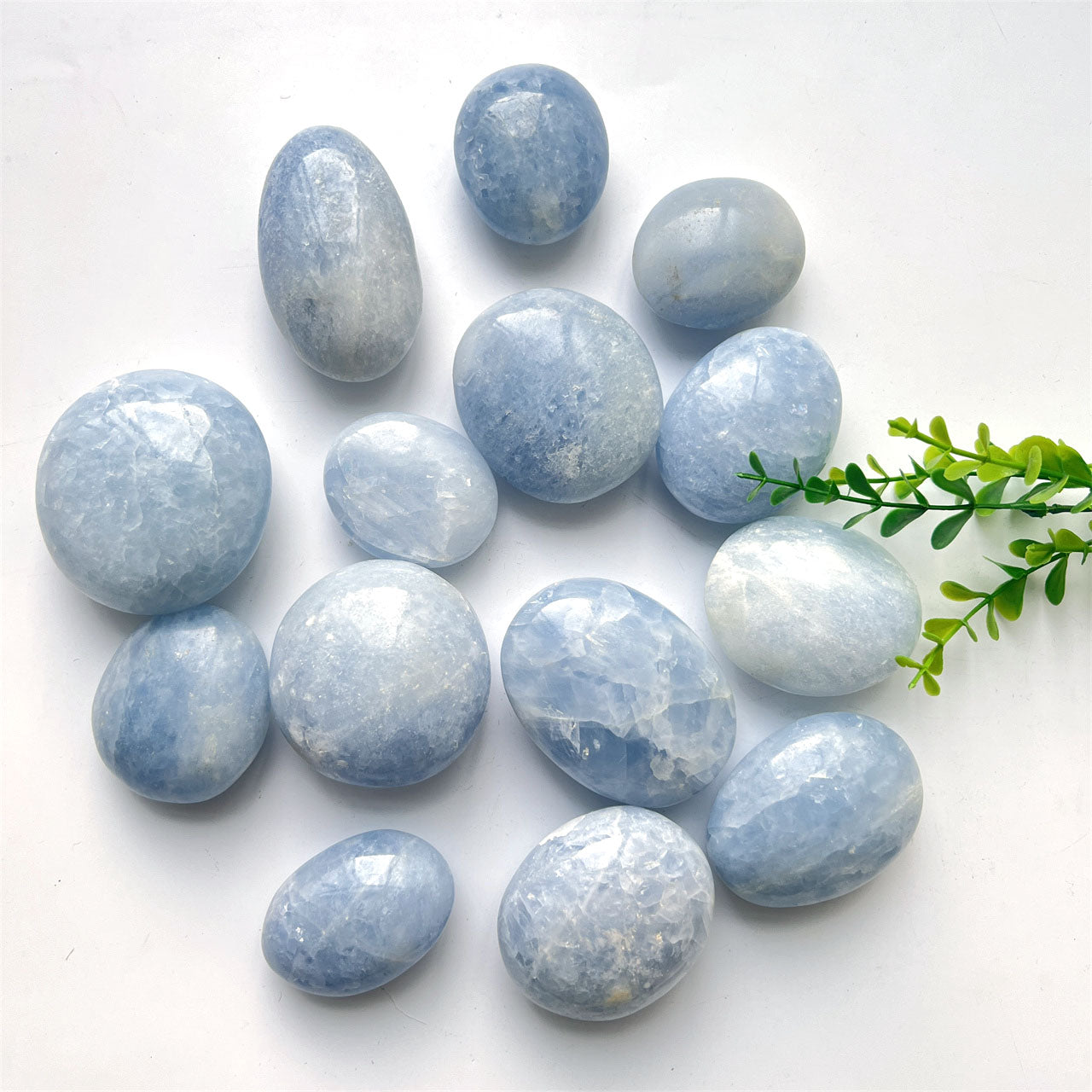 Blue Calcite Celestite Palm Stones