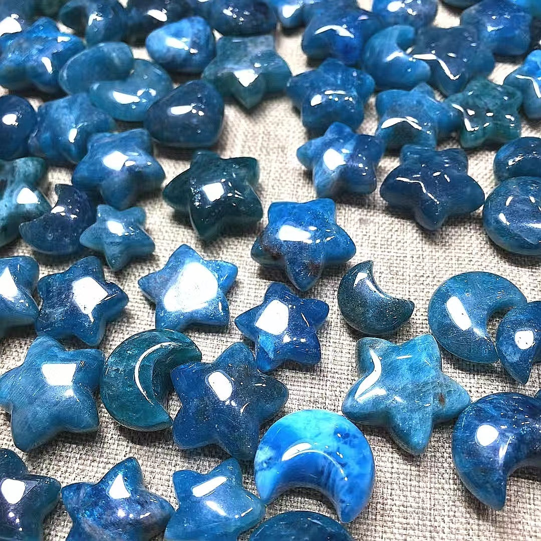 Mini Blue Apatite Heart Moon Star