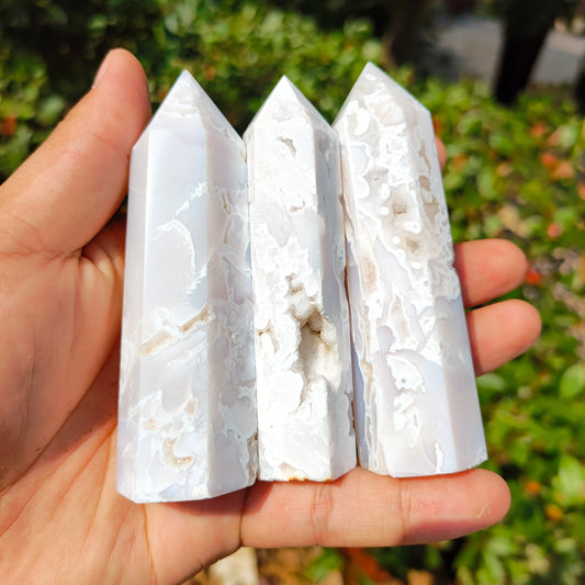 White Druzy Agate Point Wands