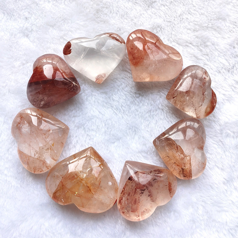 Red Fire Quartz Hematoid Hearts