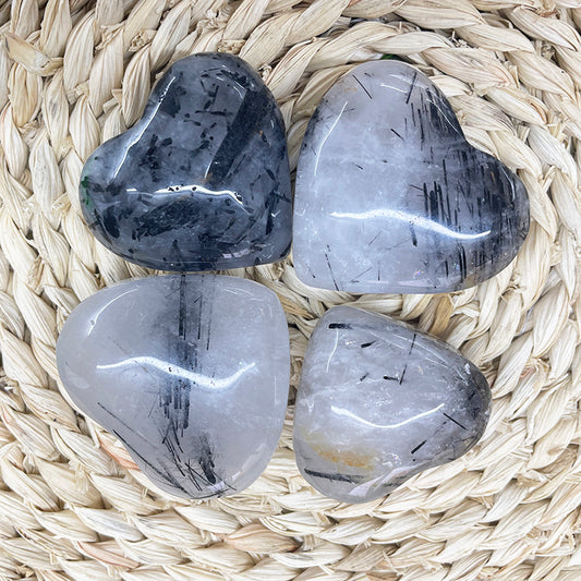 Black Rutile Quartz Hearts