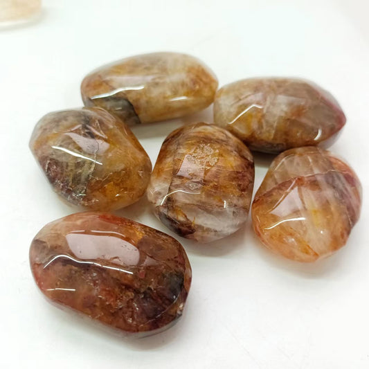 Yellow Fire Quartz Hematoid Palm Stones