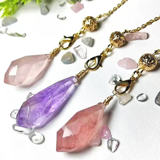 Amethyst Rose Quartz Strawberry Quartz Pendants