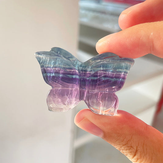 Rainbow Fluorite Butterfly Mini Carvings