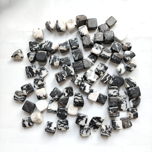 Black  and White Zebra Jasper Cube Tumble Stones