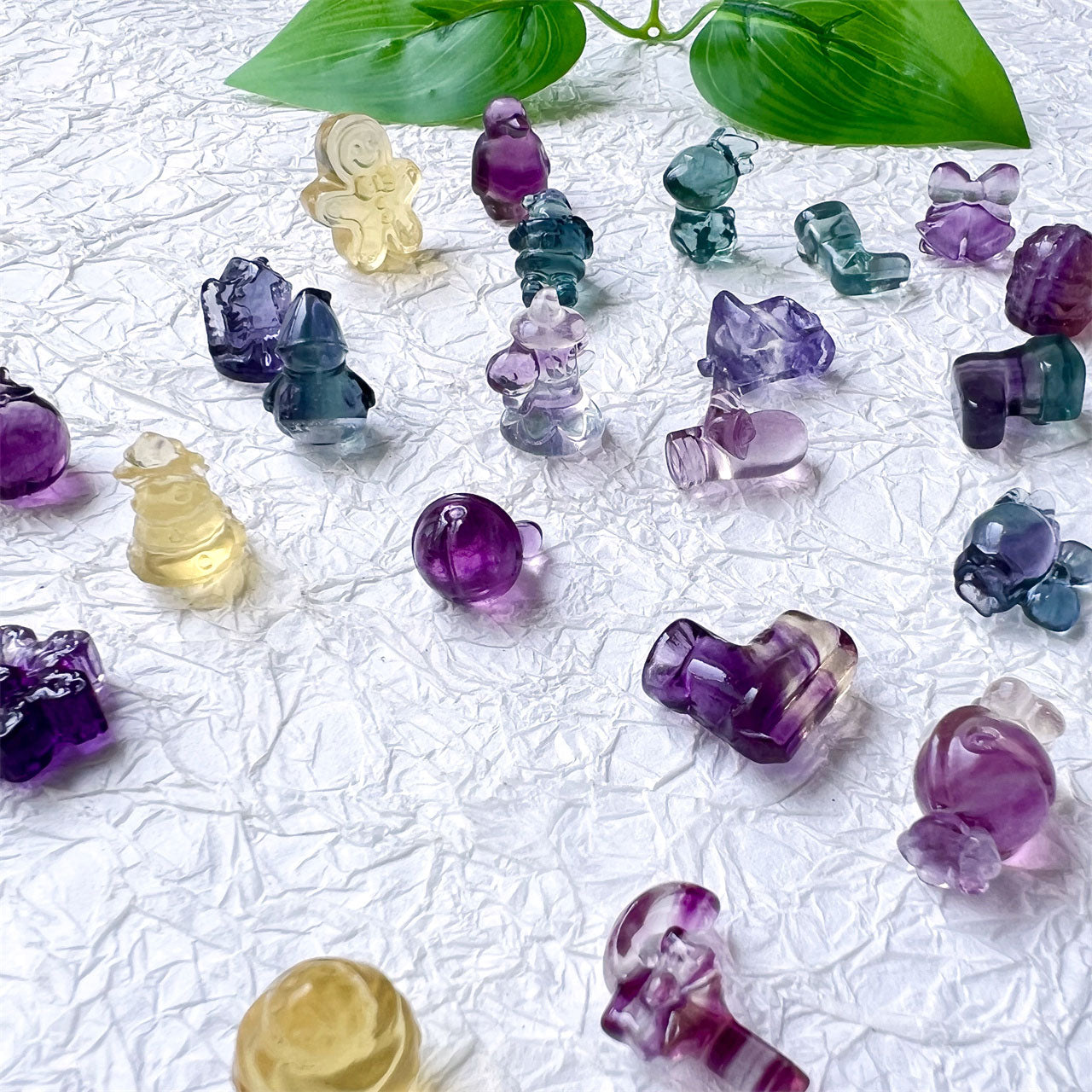 Mini Animal Christmas Series Fluorite Carvings