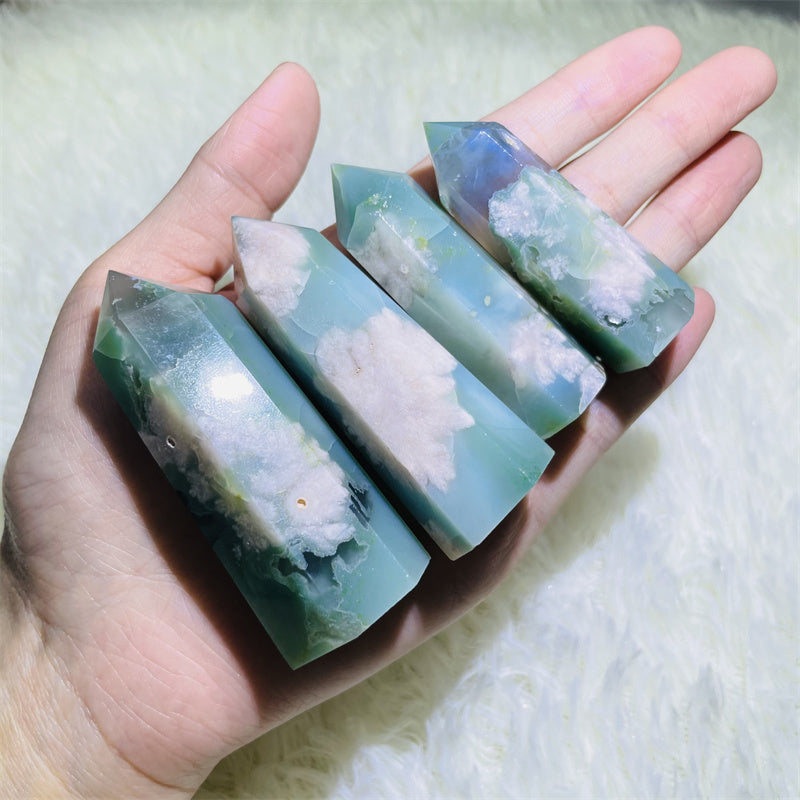 Green Cherry Blossom Agate Point Wands