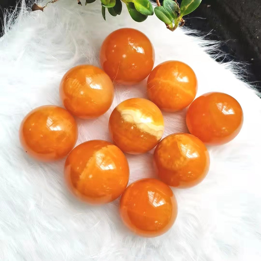 Yellow Calcite Stone Spheres