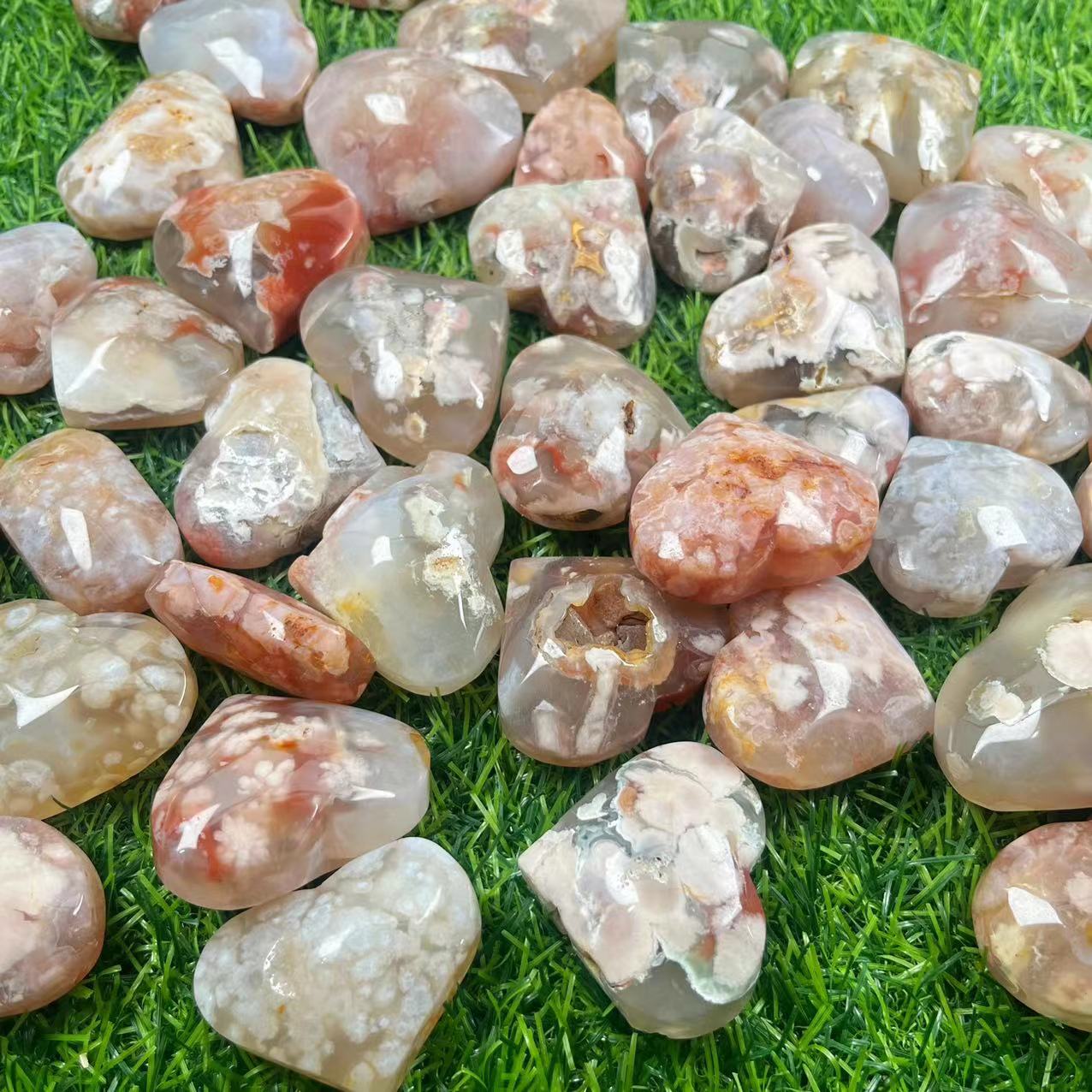 Flower Agate Hearts