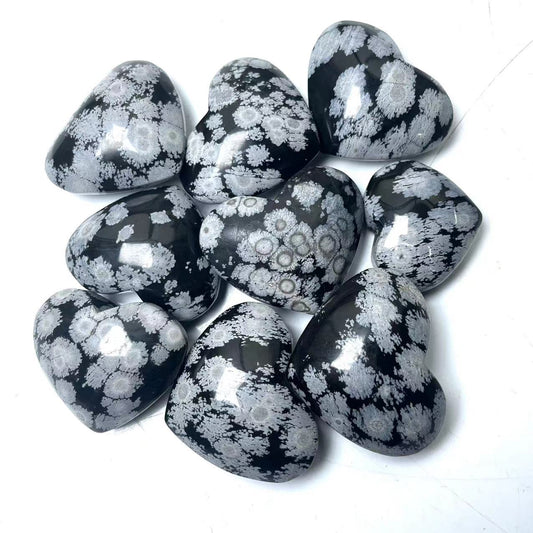 Snowflake Black Obsidian Hearts