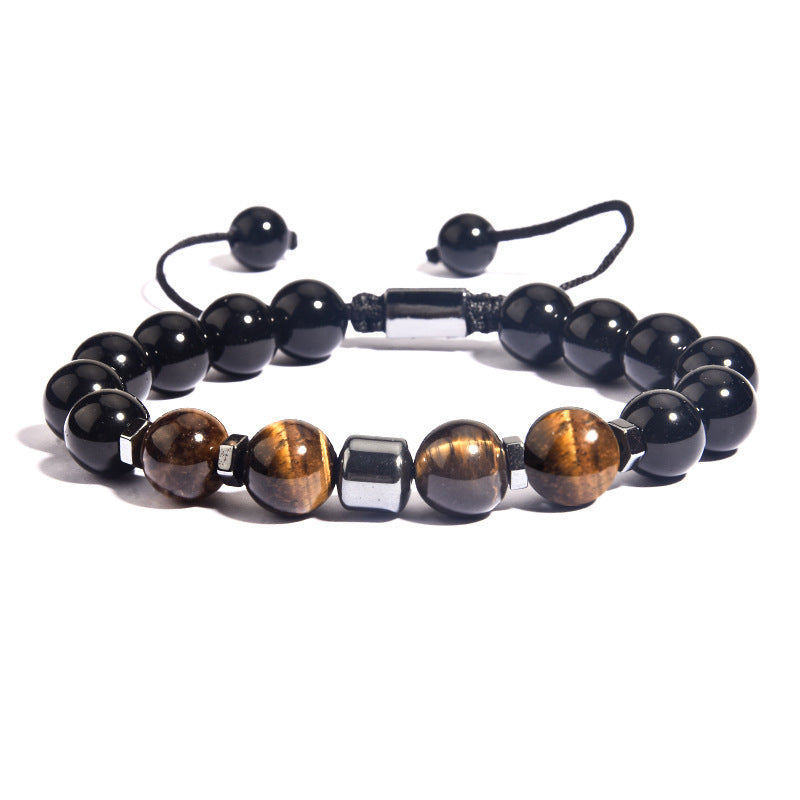 10mm Multi Color Tiger Eye Bead Bracelets with Braided Rope