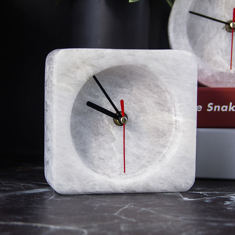 Selenite Clock Table Ornaments