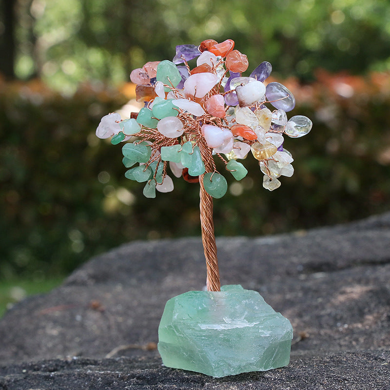 Crystal Chip Lucky Tree with Rough Fluorite Base Ornaments