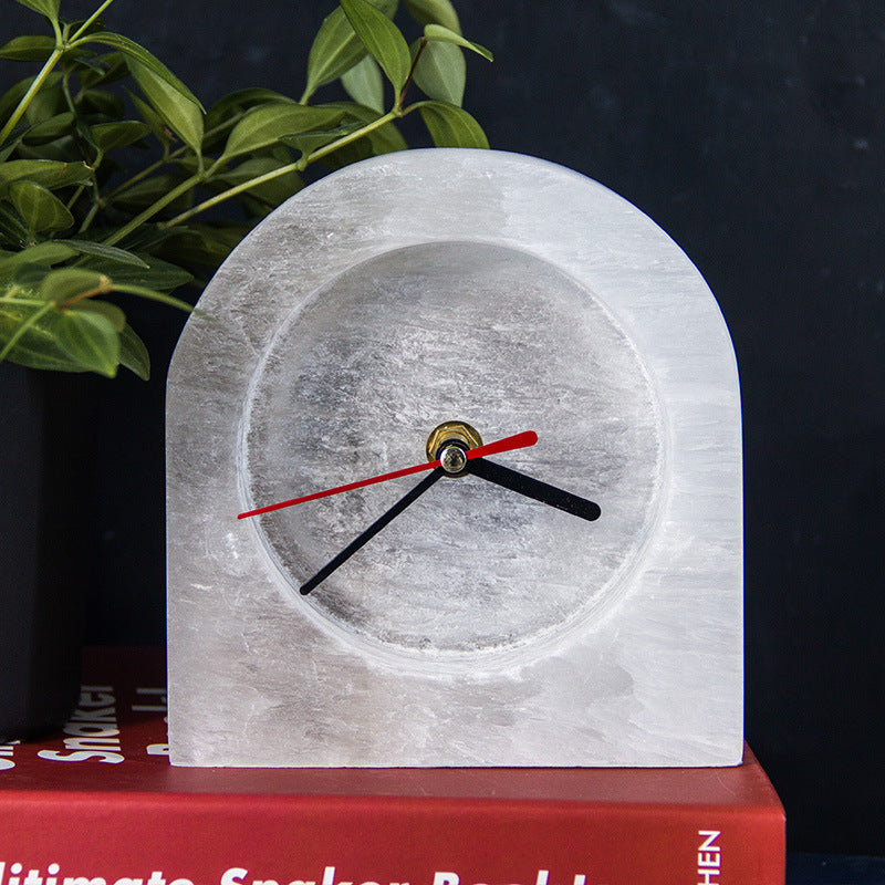 Selenite Clock Table Ornaments