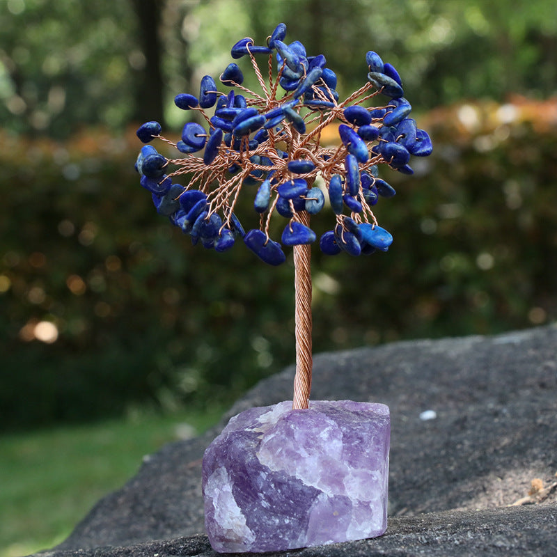 Crystal Chip Lucky Tree with Rough Fluorite Base Ornaments