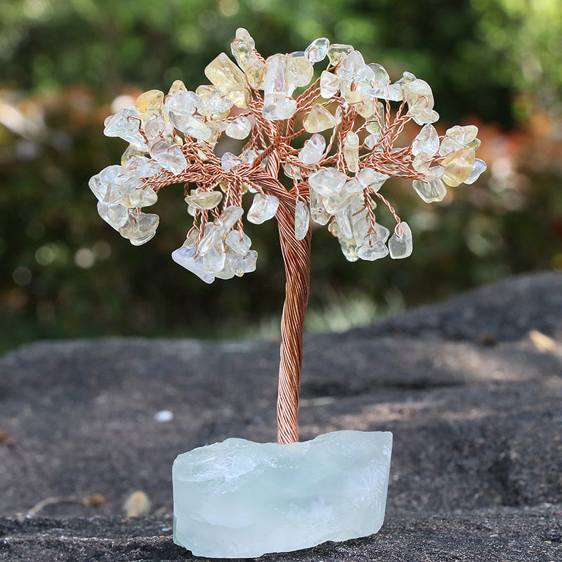 Crystal Chip Lucky Tree with Rough Fluorite Base Ornaments