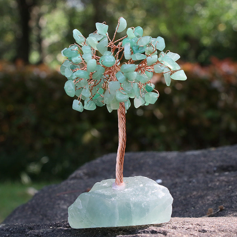 Crystal Chip Lucky Tree with Rough Fluorite Base Ornaments