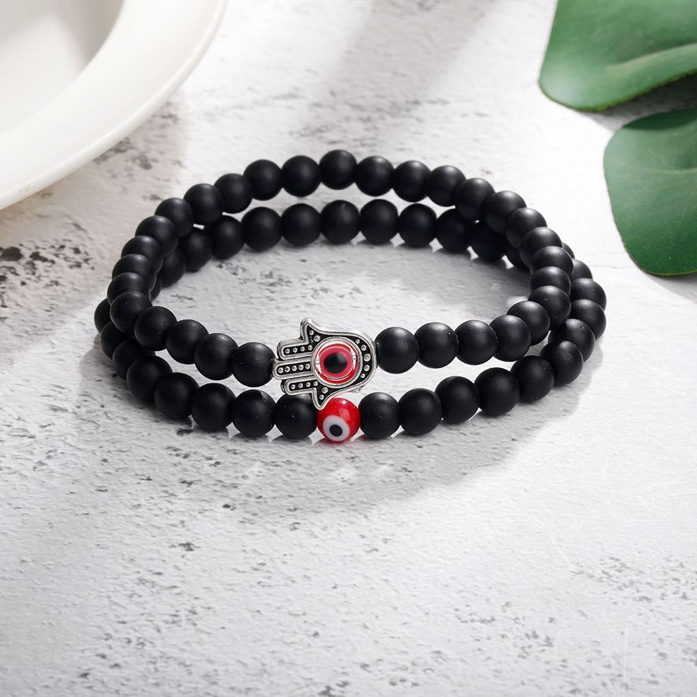 Evil Eye Palm Eye Howlite Black Glass Bracelets