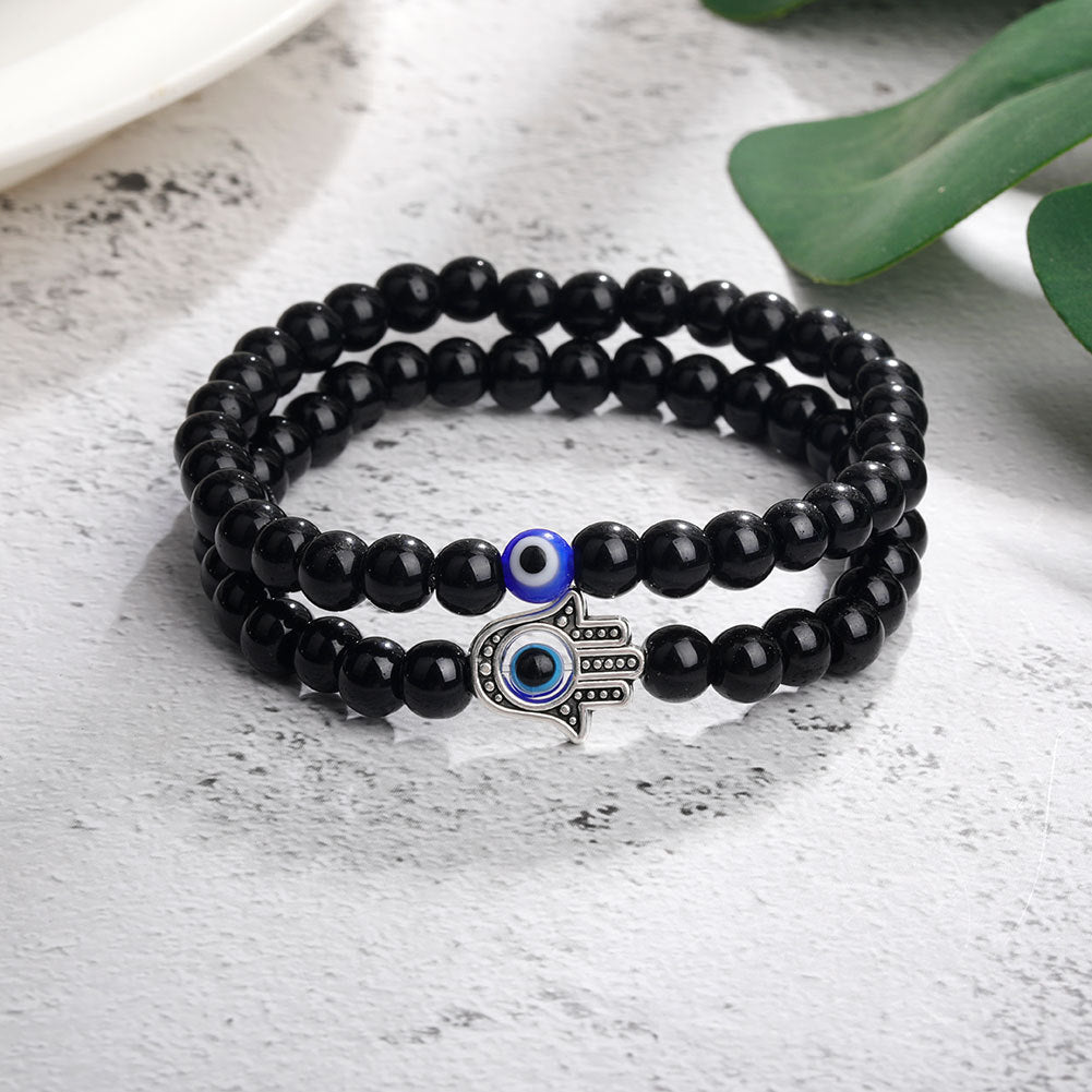 Evil Eye Palm Eye Howlite Black Glass Bracelets