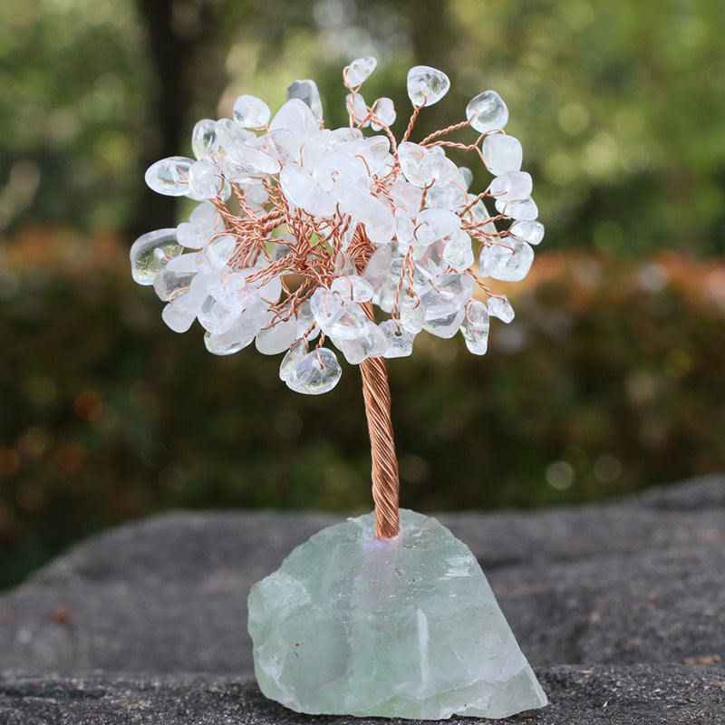 Crystal Chip Lucky Tree with Rough Fluorite Base Ornaments