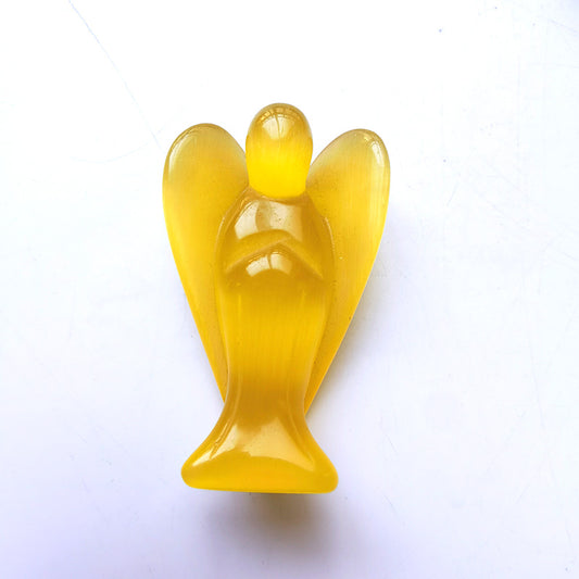 Yellow Cat Eye Stone Angel 3 Inch