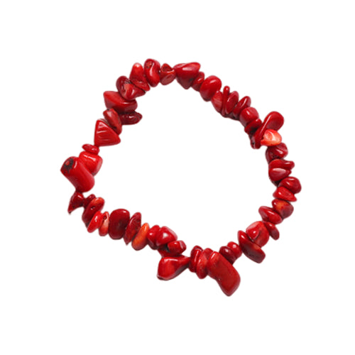 Red Coral Jade Chip Bracelets